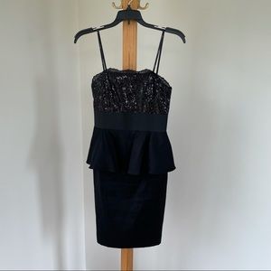 Strapless Sequin Peplum Cocktail Dress